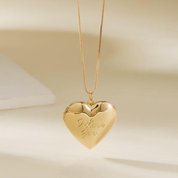 Gold Plated Heart-shaped Pendants Can Openable Photo Frame Love Faith Hope Locket Pendant Necklace Family Jewelry Gift