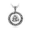 Vintage Stainless Steel Valknut Pendant Necklace Nordic Odin Viking Rune Necklace Men Fashion Biker Amulet Viking Jewelry Gift