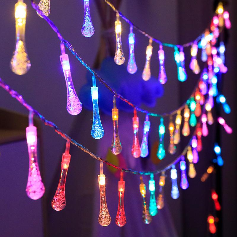Battery Powered Water Drop String Lights 1.5M-10M Fairy Lights for Indoor Christmas Bedroom Decorations LED Holiday Lighting