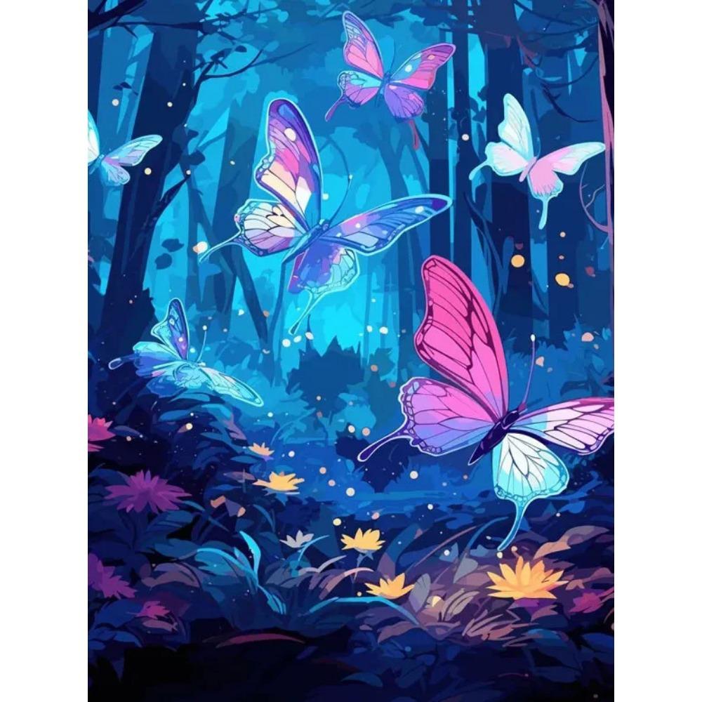 Diamond Painting Full Drill Luminous Butterfly Round Diamond Painting Handmade Fruit Cute Cat Animal Diy Diamond Mosaic Painting Home Decoration