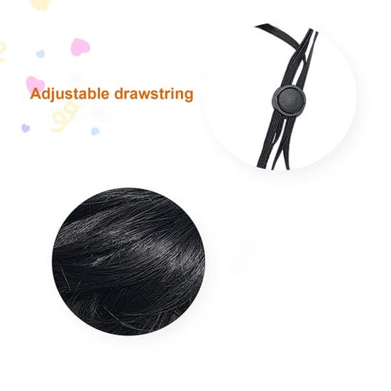 Funny Black Double Ponytail Pet Wig with Adjustable Strap Novelty Dog Cat Cosplay Accessory for Halloween Christmas Parties Festivals