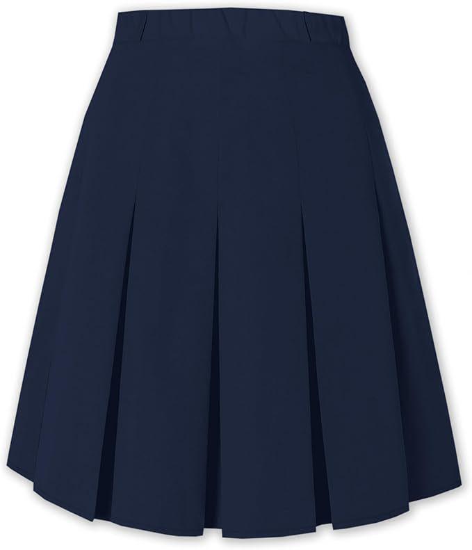 US Plus Size Women's Elegant Knee-Length Pleated Midi Skirt with Belt