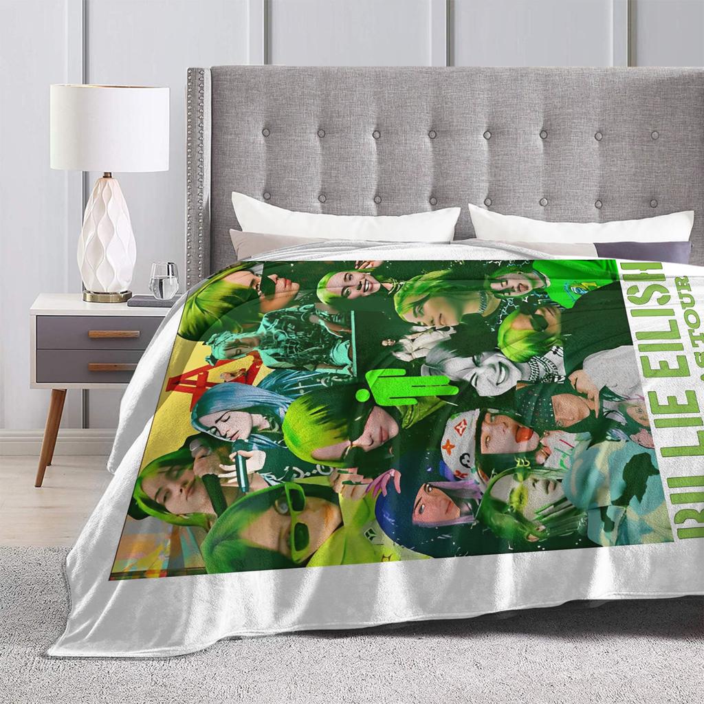 B-Billies Eilish Eras Tour Blanket Flannel Textile Decor Breathable Ultra-Soft Throw Blankets for Bed Car Bedspreads