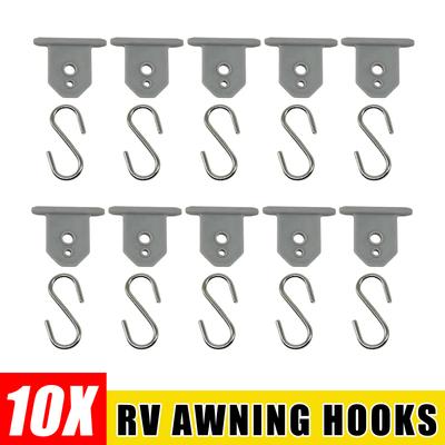 10x White Outdoor Sunshade Clothes Drying Tent Light Hanger Plastic Rope Clamp Tent Hooks Accessory For Caravan Camper RV New