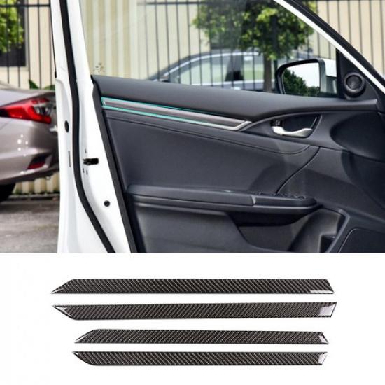 Carbon Fiber Interior Door Panel Cover Trim Sticker For Honda Civic 10th 16-19