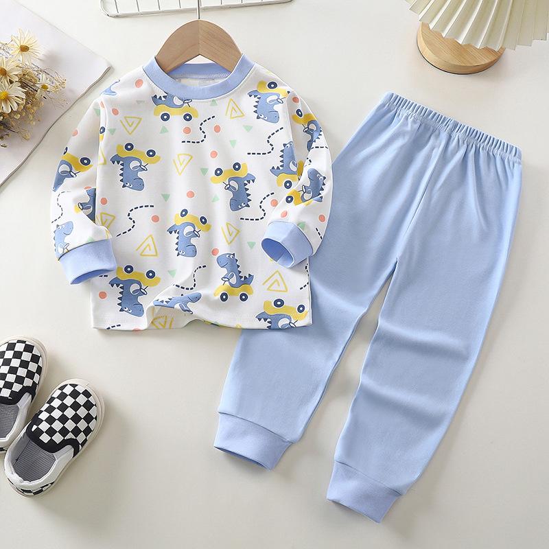 100% Cotton Kids Underwear Set Long Sleeve Thermal Pajamas for Boys & Girls Baby Loungewear Fall/Spring Sleepwear (2-8Y)