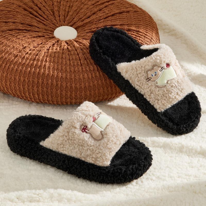Mao Mao slippers women's high-end new outer wear casual cartoon thick-bottomed plush slippers indoor home