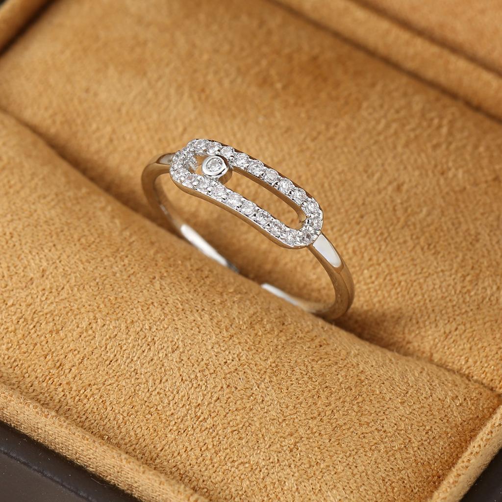 Luxury Open Zircon Ring For Women Fashionable Gold Tone Adjustable Band Elegant Jewelry Gift