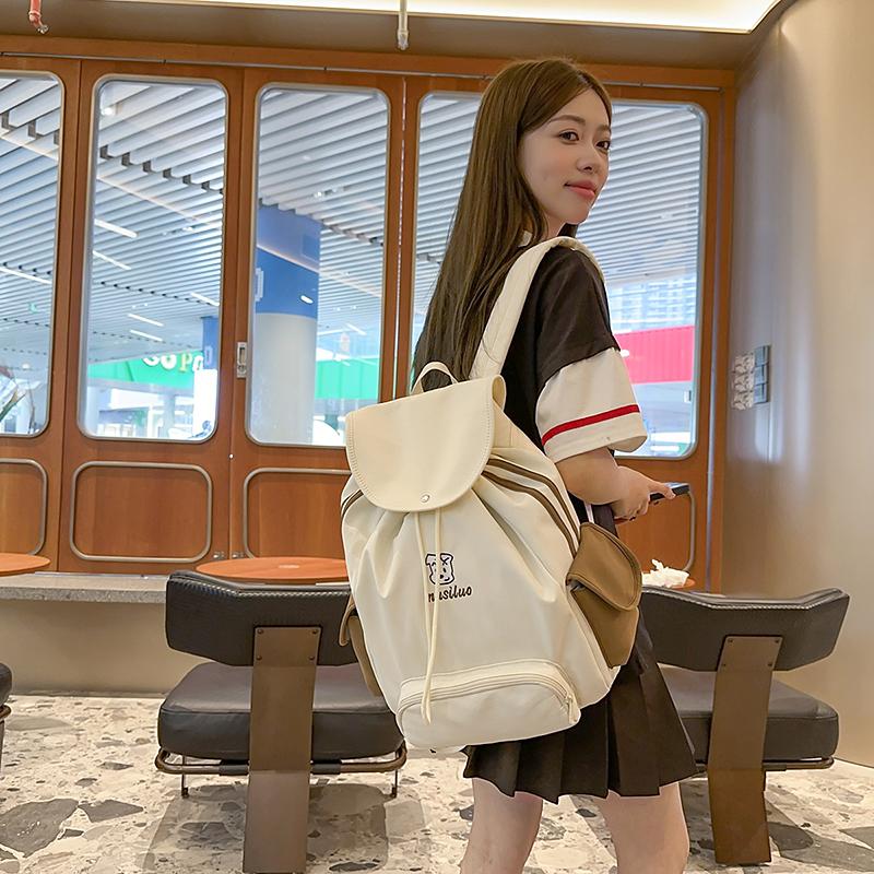 College Style Backpack Women's Outdoor Sports Lightweight Drawstring Schoolbag Large Capacity Backpack