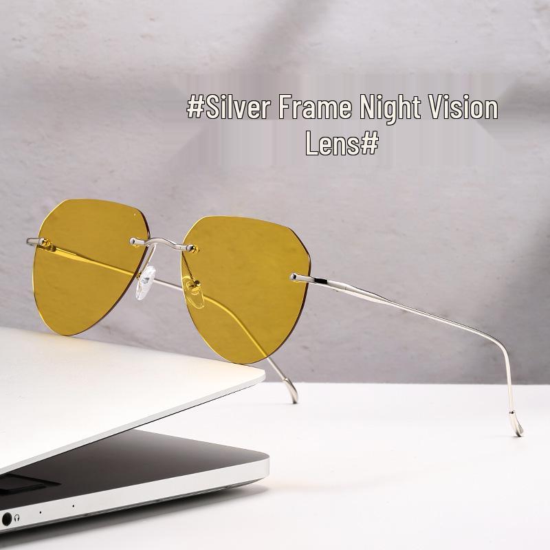 Retro Frameless Sunglasses for Men - UV Protection, European & American Style Rimless Design Sunglasses