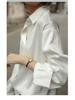Women's Retro Hong Kong Style Loose White Satin Shirt