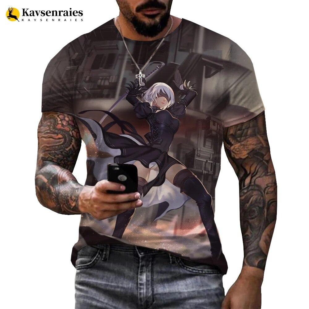 Nier Automata 3D T-shirt stampata Anime Gioco Sexy Ragazza carina 2B Streetwear Uomo Donna Moda Harajuku Magliette Top