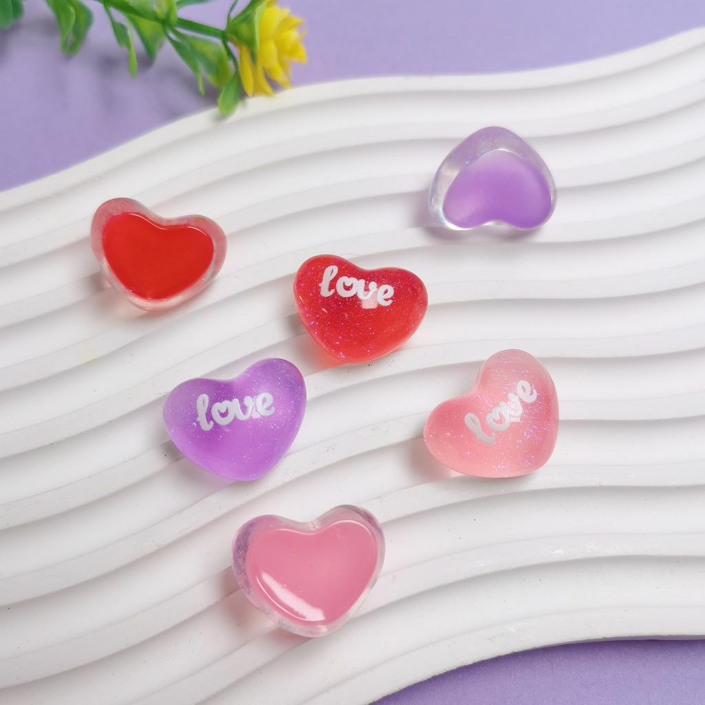 100Pcs 22MM Love Heart Charms Flatback Resin Cabochons Scrapbooking Phone Case Decoration DIY Crafts Jewelry Making Accessories