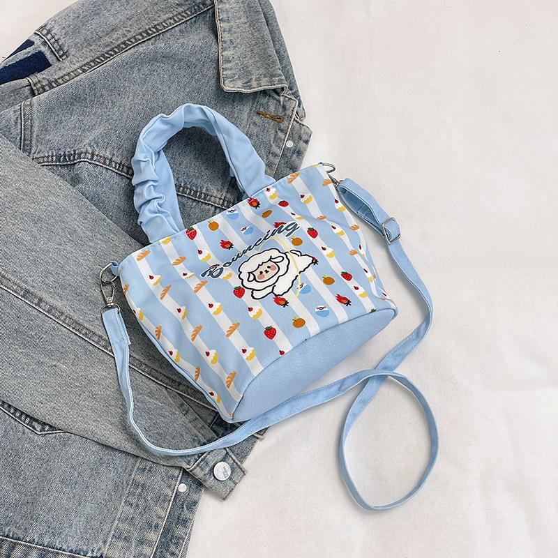 

New cute portable bucket bag fashionable small fresh simple casual high value shoulder messenger bag синий