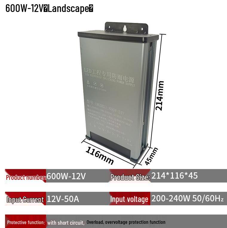 Weather-Resistant 12V/24V High-Power Transformer with Waterproof Switching Power Supply
