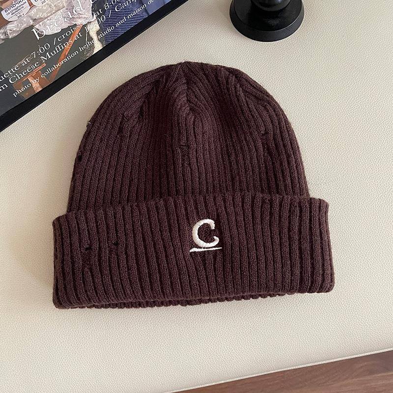 

Теплые Толстые Вязаные Шерстяные Шапки для Мужчин и Женщин Корейский Стиль Вышитые Подчеркивающие Лицо Молодежные Шапки для Холодной Погоды Универсальные Шапки-Пуловеры M（56-58cm）