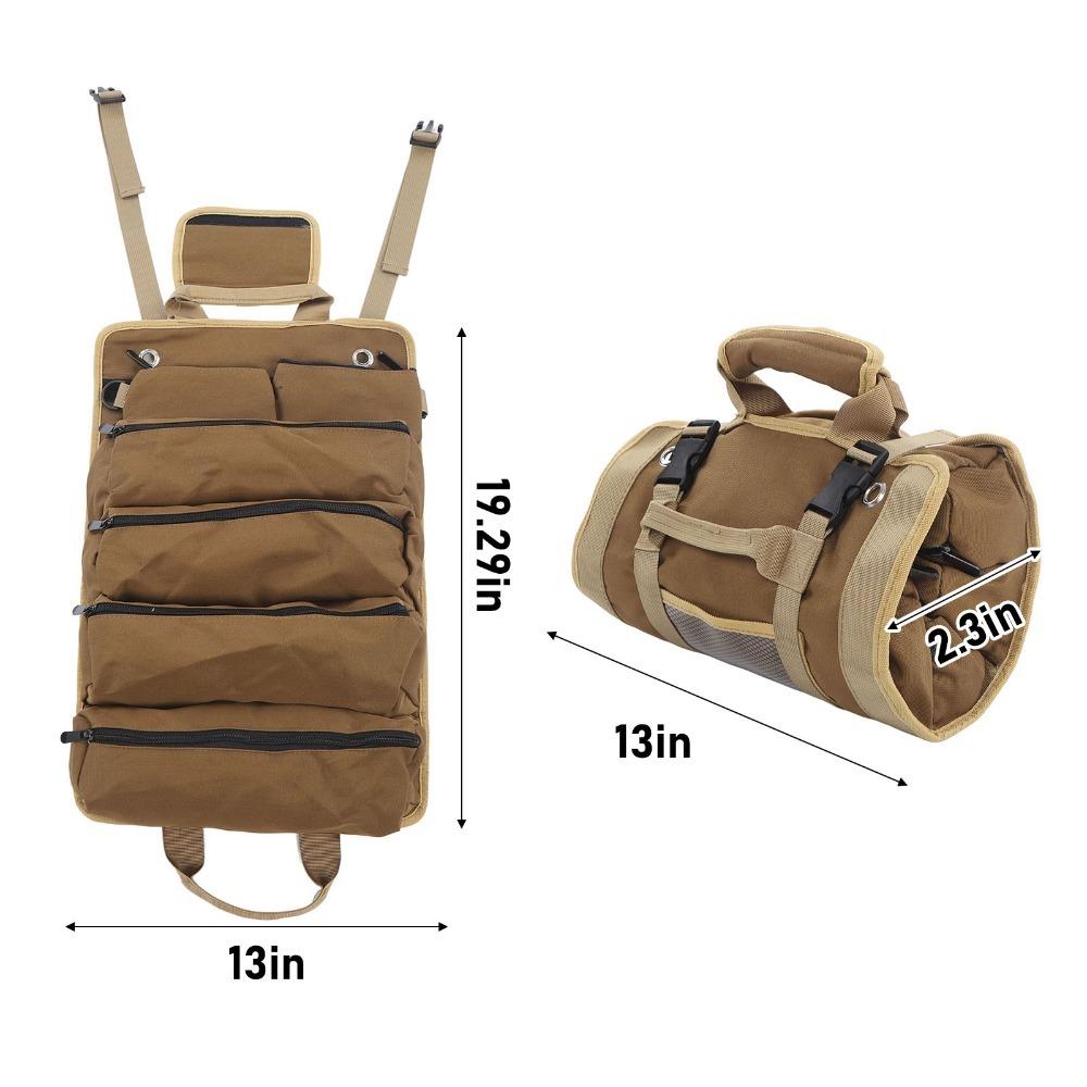

Oxford Cloth Roll Up Tool Bag Separate Pockets Portable Tool Storage Bag Gardening хакі