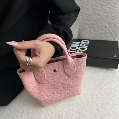 2026 New Leather Women's Bag First Layer Cowhide Togo Leather Simple Mini Vegetable Basket Bucket Single Shoulder Oblique Span Bag