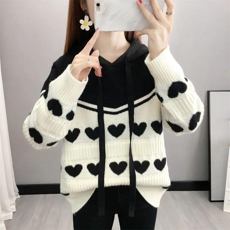 Nová mikina s kapucí Svetr Volná halenka pro dámu Zimní oblečení Dámské topy Top s dlouhým rukávem Kawaii oblečení Zimní pulovry