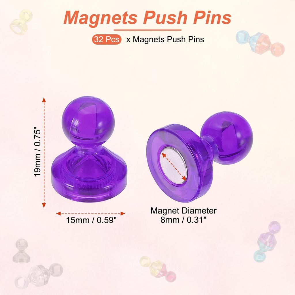 32Pcs Magnets Push Pins Strong Fridge Magnets Magnetic Whiteboard Decorative Thumbtacks for Refrigerator Locker Calendar Office