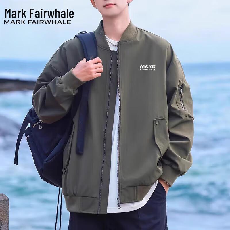 Mark Fairwhale Men's Spring/Autumn Loose Fit Utility Baseball Jacket