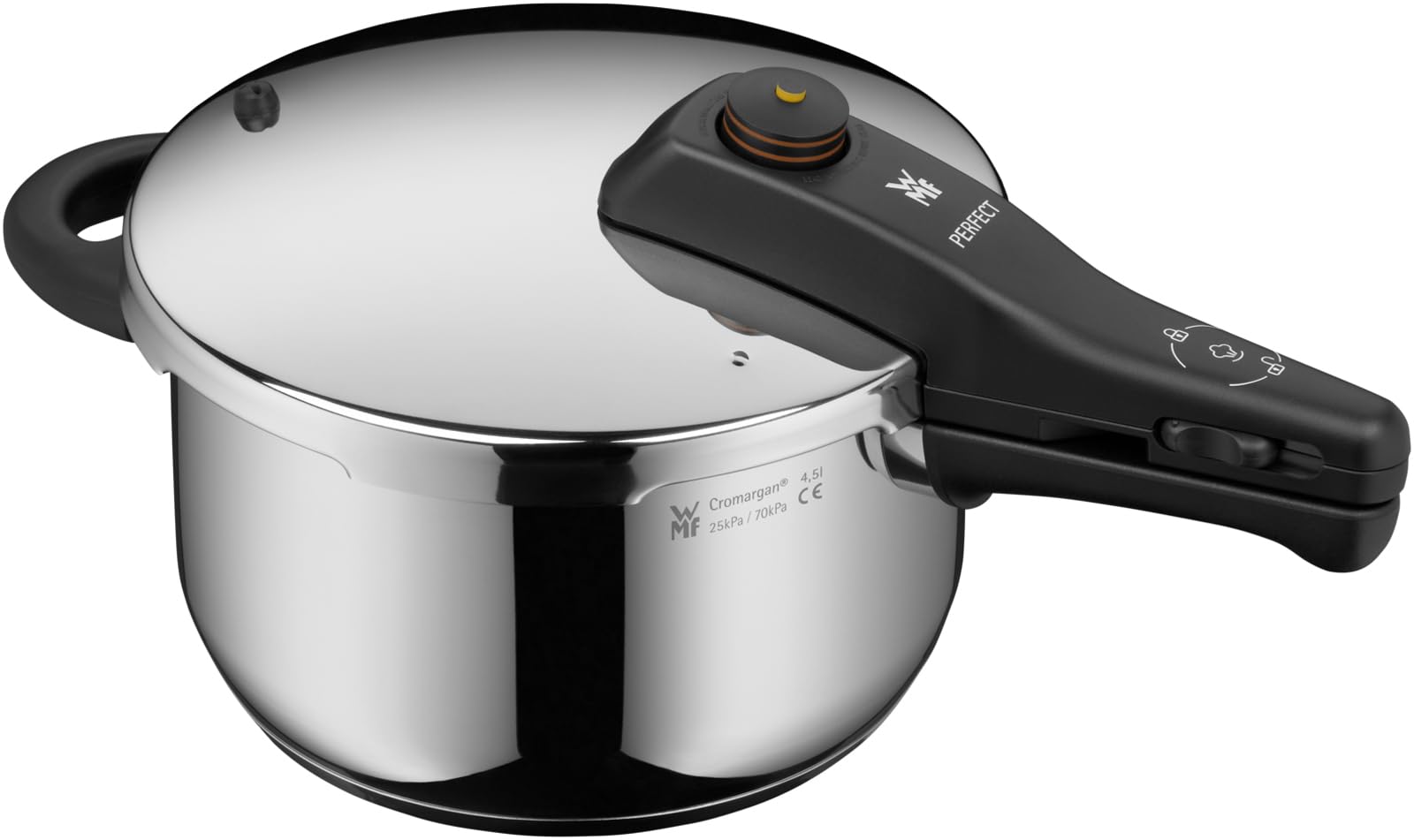 

WMF Perfect S Pressure Cooker, 4.5L, Induction and Gas Compatible, One-Touch Detachable Handle, Recipe Book Included, Model W0790829990