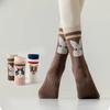 Silicone Anti Slip Five Finger Yoga Socks Women Fashion Split Toe Pilates Socks Trendy Cartoon Cat Print Versatile Sports Socks
