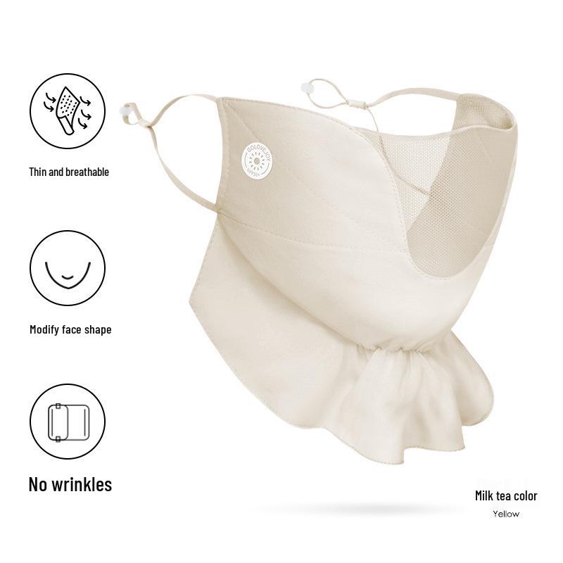 Women's Ice Silk Sunscreen Mask - Breathable, Moisturizing, Seamless Ear-Hanging Sun Visor