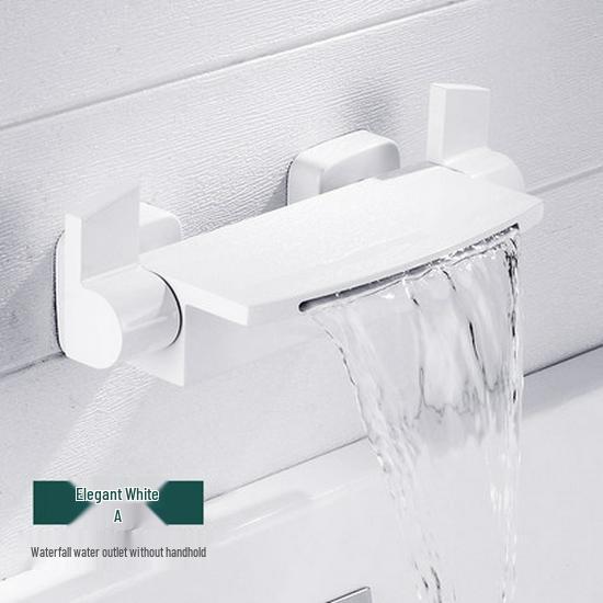 Waterfall Wall-Mounted Bathtub Faucet with Concealed Hot/Cold Shower Head Set