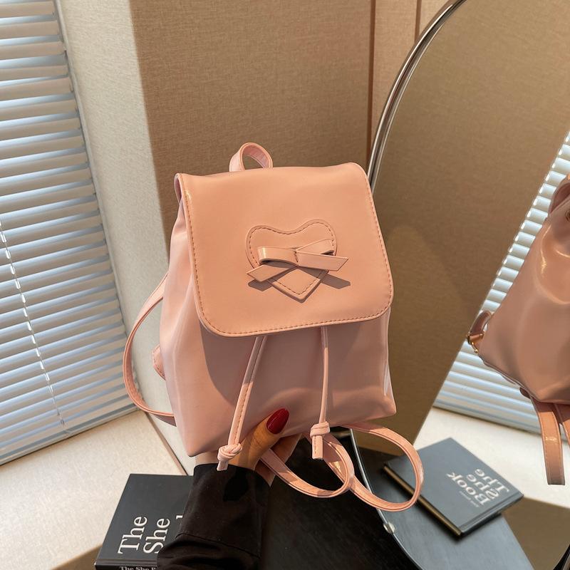 Bow double shoulder small bag women's bag new trendy fashion backpack cute portable shoulder bag schoolbag