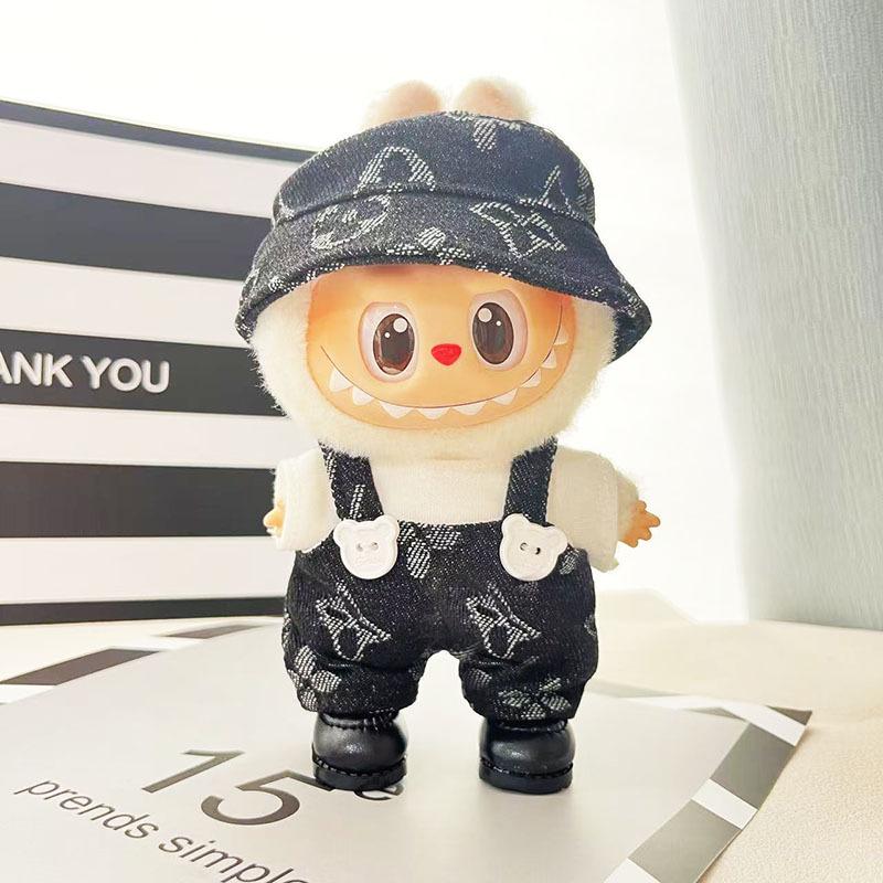 17cm Labubu Doll's Clothes Denim Four Leaf Clover Set Outfit Accessories Clothing DIY Kids Gift Sweet Princess (Excluding Dolls)