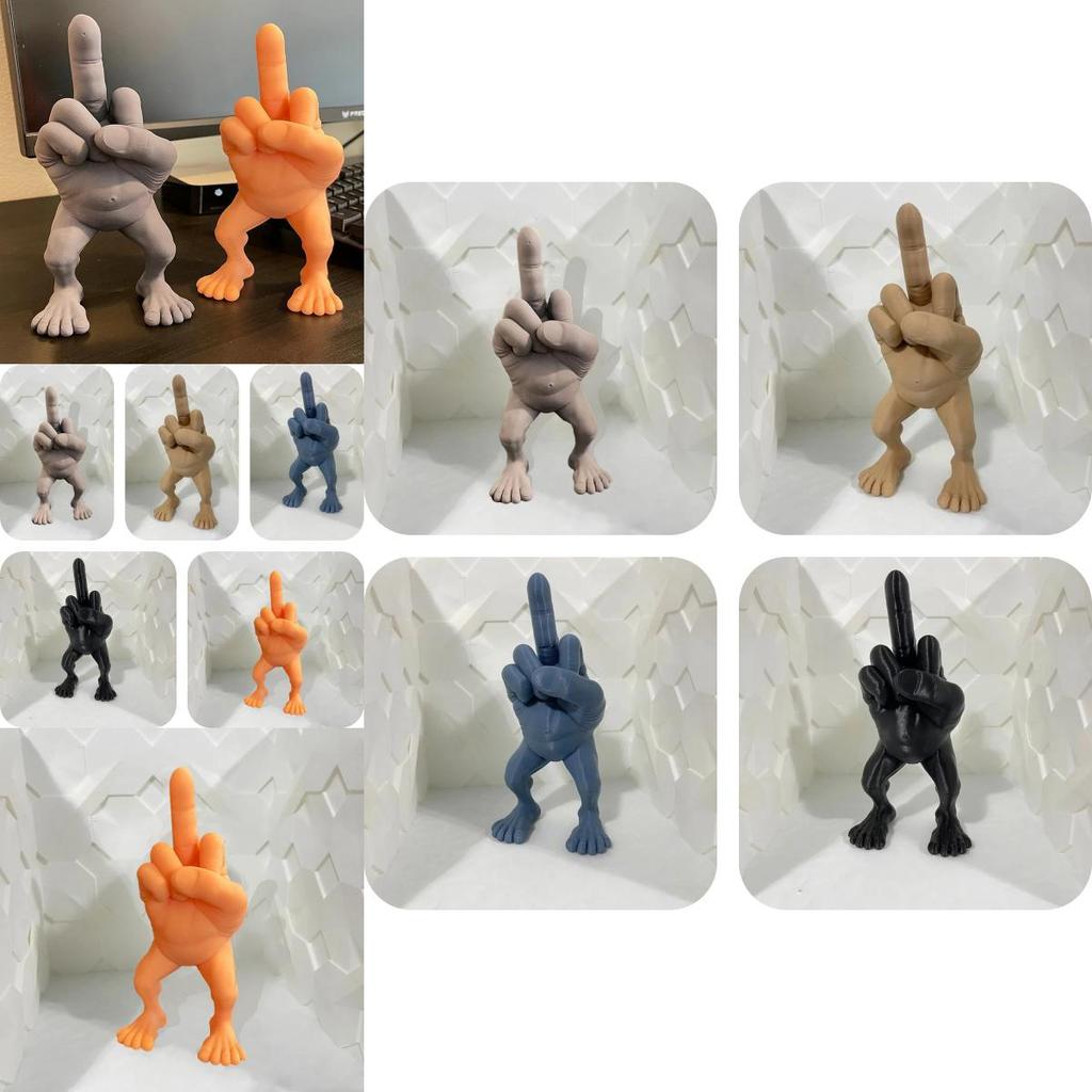 Creative Navy Blue Office Desk Decoration Humorous Middle Finger Resin Figurine