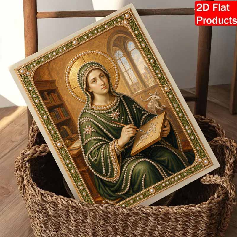 Stretched Frame Pearl Art Kit Saint Woman Painting DIY Sparkling Bead Canvas Creative Leisure Craft for Home Decor