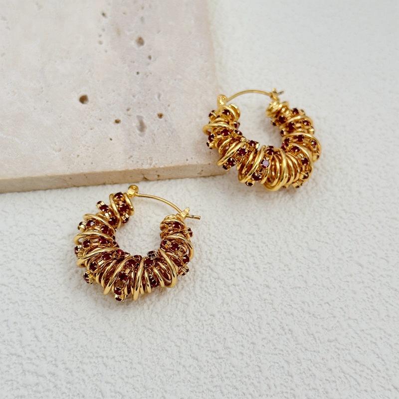 Manufacturer S Supply French Weaving Hollow Twist Winding Earrings Niche Design Fashion Earrings Earrings Spot