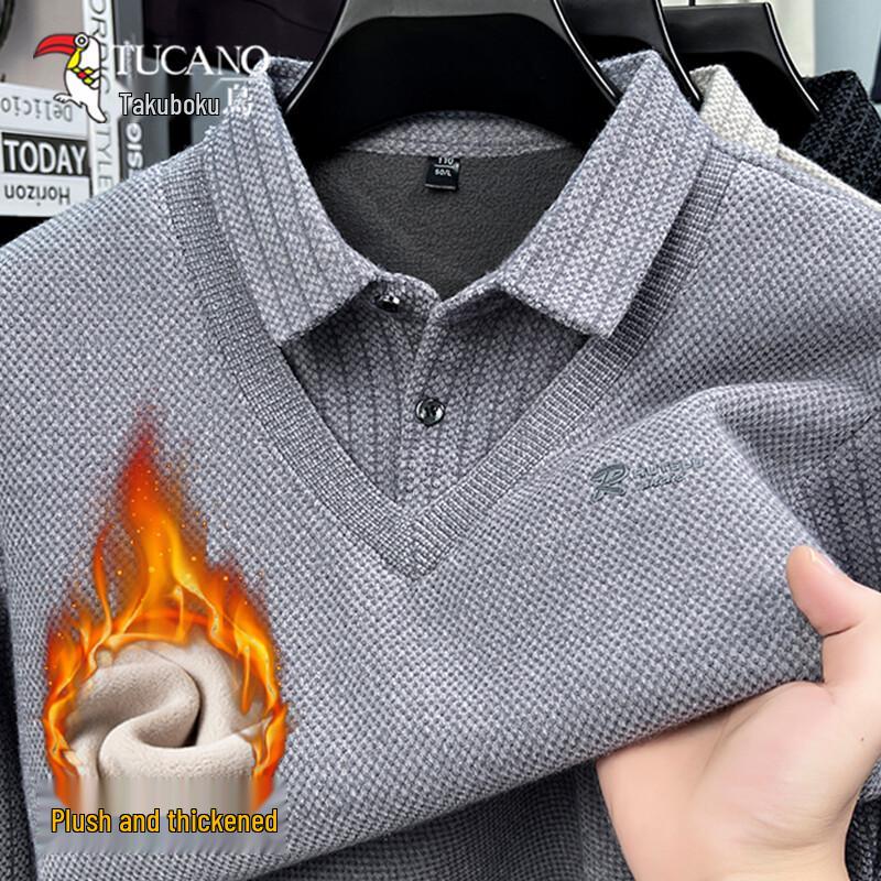 TUCANO Men s Fleece Lined Faux Two-Piece Knit Shirt 115