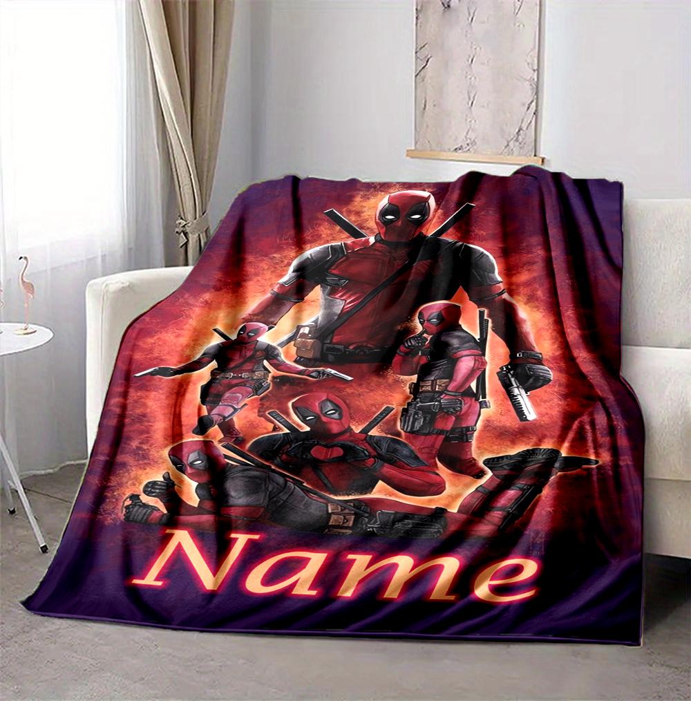 Custom Name Deadpool Armor Flannel Blanket Throw Blanket Soft Warm Sofa Bed Decor Unique Gift