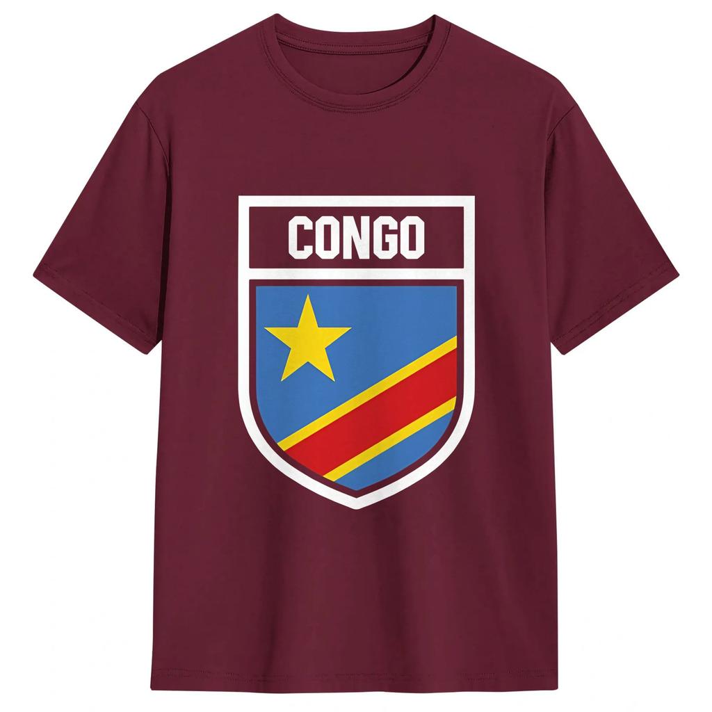 Fashion Congo Flag TShirts Unisex Round Collar Pure Cotton T Shirt Short Sleeve Tee Shirt 6XL Tops