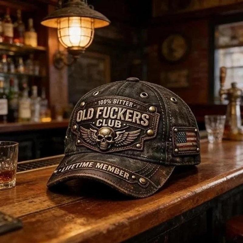 Old F*ckers Club-Vintage Baseball Cap, Adjustable lustige Distressed Hat Embroid