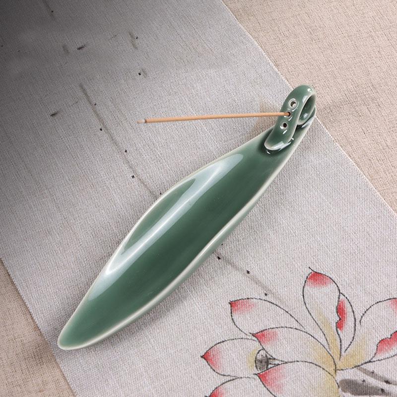 9" Length Incense Stick Holder with 3 Holes, Ceramic Incense Ash Cather for Counters, Meditation Room, Yoga, Home, Office