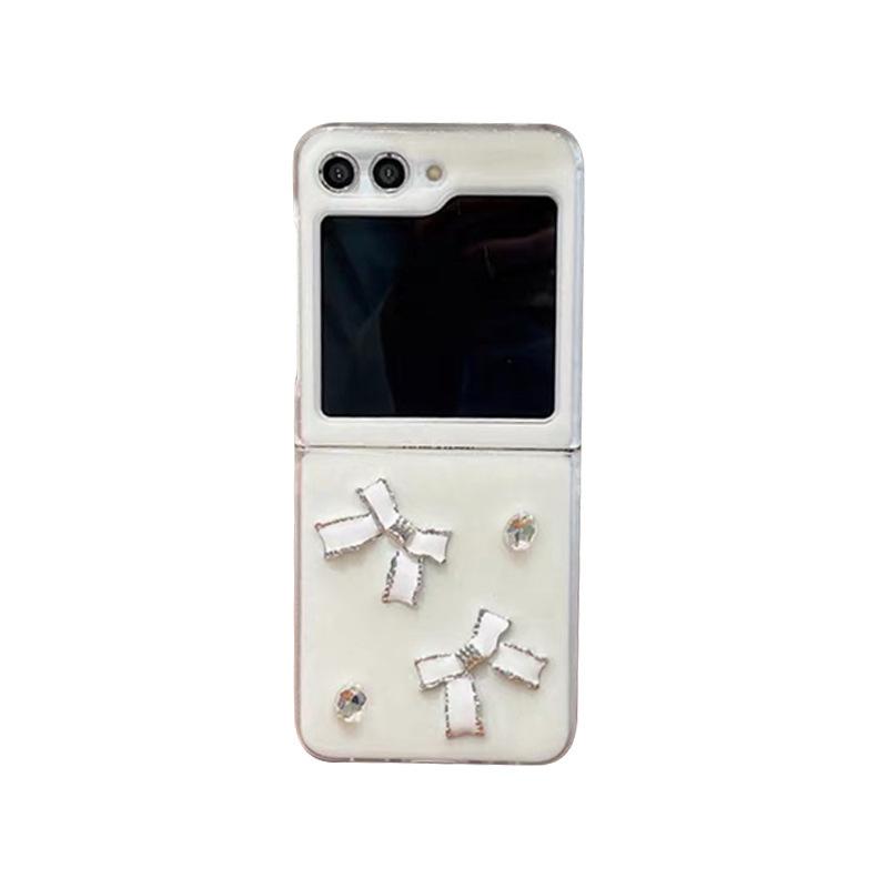Drip Glue Light Luxury Bow for Samsung Zflip 7 Flip Folding Screen Phone Case, New High-end Zfold 6