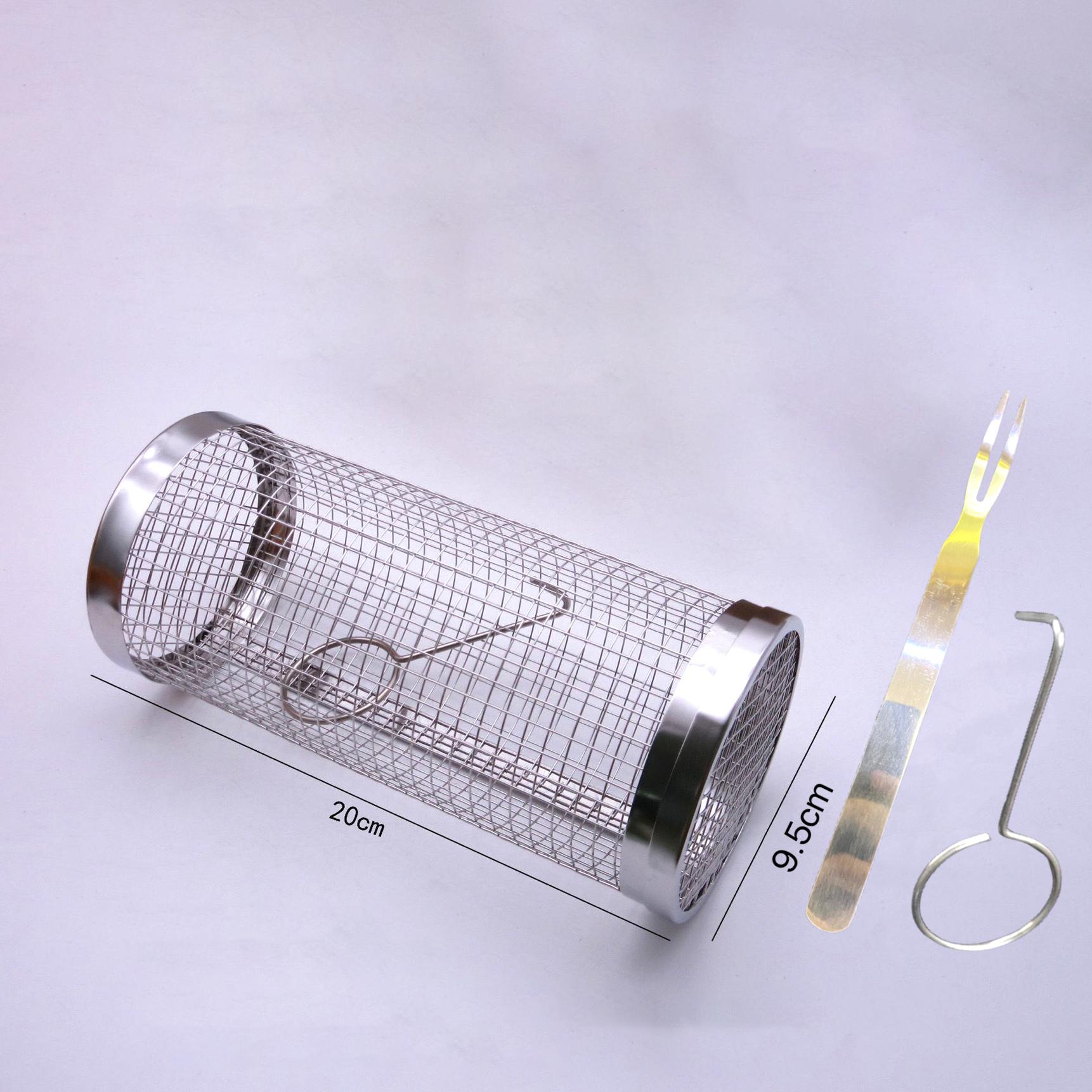 

Круглая корзина для барбекю, вращающаяся корзина для гриля из нержавеющей стали, проволочная сетка, цилиндрическая корзина для гриля, переносная наружная решетка для кемпинга