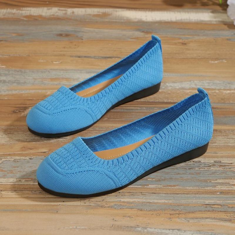 Fashion Women Flat Shoes 2025New Solid Color Knitted Slip on Shoes Casual Breathable Ballet Flats Women Mesh Flat Shoes Loafers Woman