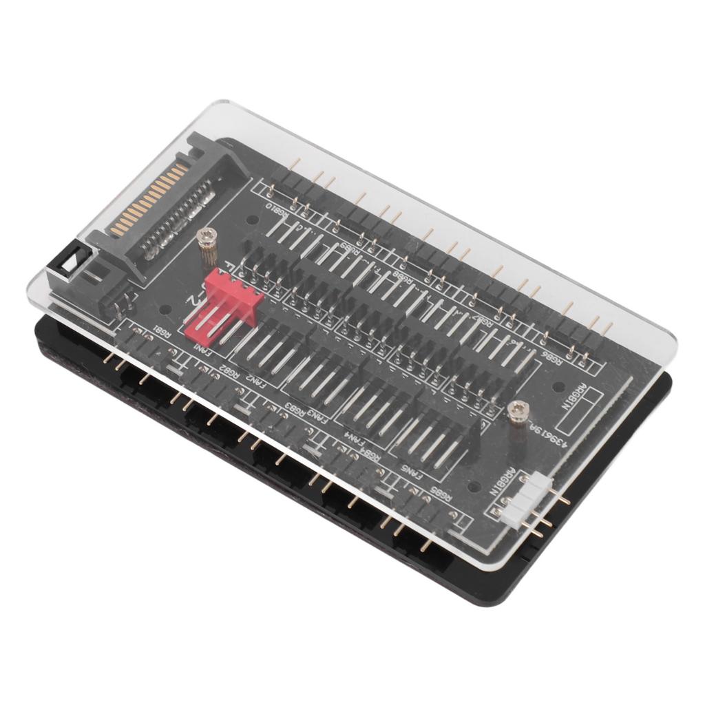 Hub de Ventoinha ARGB PWM 2 em 1 PWM ARGB Hub de Ventoinha de Gabinete Fonte de Alimentação com Interface SATA Magnético 4 Pinos PWM 3 Pinos