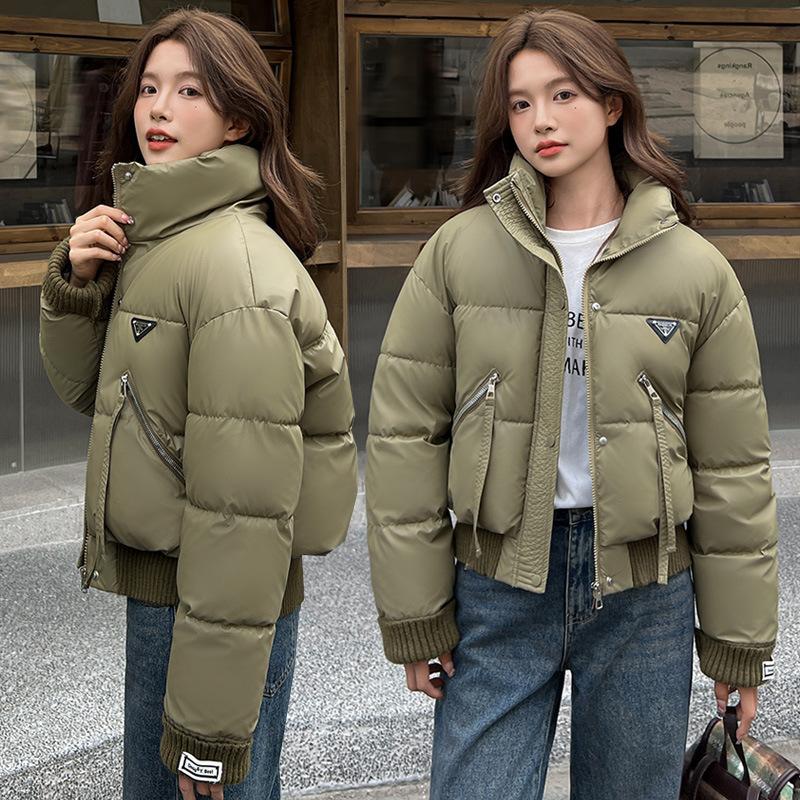 Short cotton-padded clothes for women's winter new stand-up collar casual down cotton clothes splicing loose thickened jacket tide