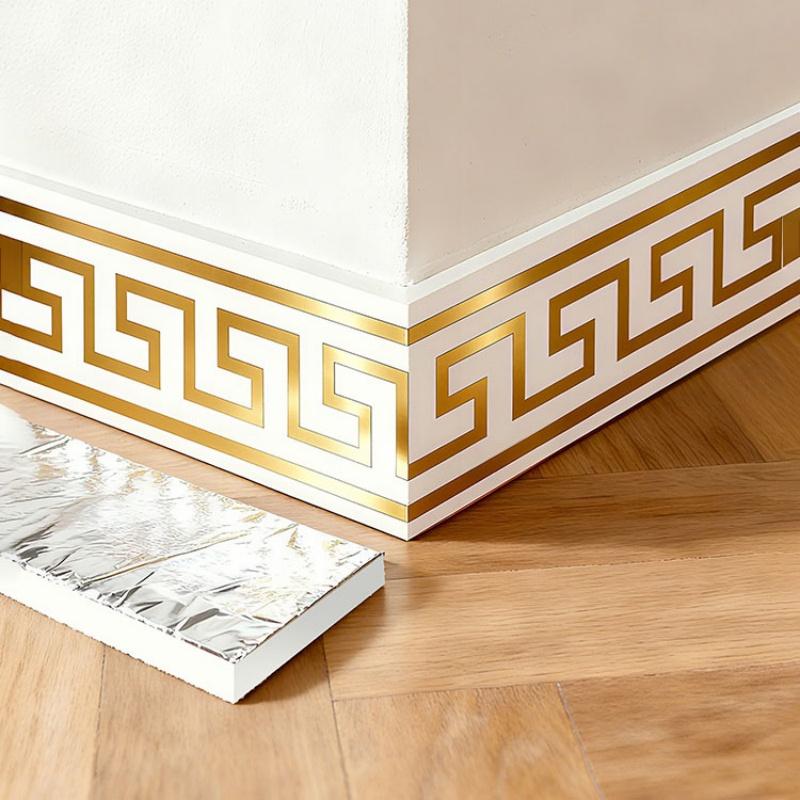 Thick Self-Adhesive PVC Baseboard - Waterproof Wall Skirting Decor, Imitation Tile Kickboard Strip, Easy Peel & Stick