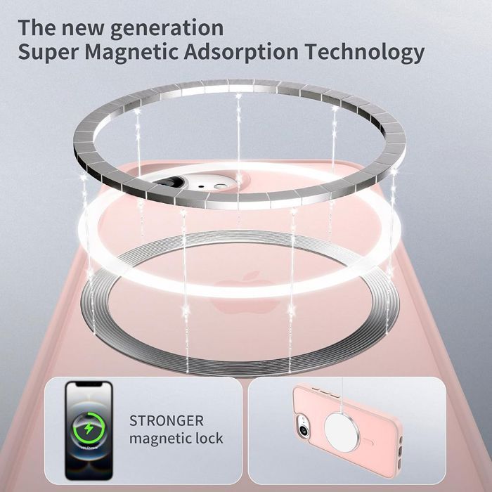 Case for iPhone 16th - BOOLING - Rigid Shockproof - Anti-Scratch - Pink - With Magnetic Ring