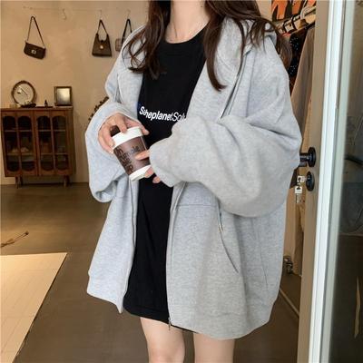Women Hoodies Harajuku Korean Version Fleece Zip-up Hooded Jacket Female Autumn Winter Oversized Sweatshirts Streetwear