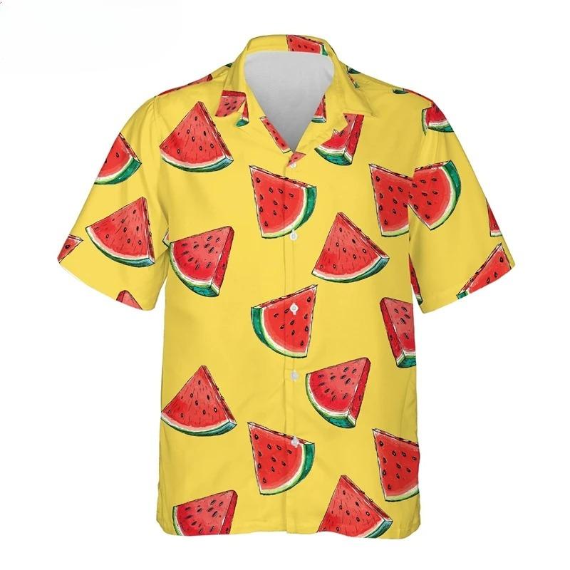 Funny Chili Fruit Pattern Shirt for Men 3D Print Pepper Hawaiian Shirts Summer Button Short Sleeve Top Street Lapel Aloha Blouse