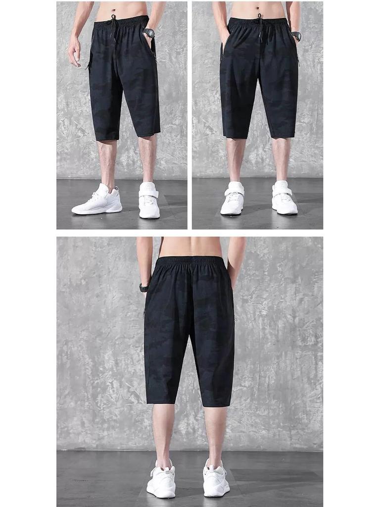 Herren Sommer Eis Seide 7/8 Weite Sporthose, Übergröße.