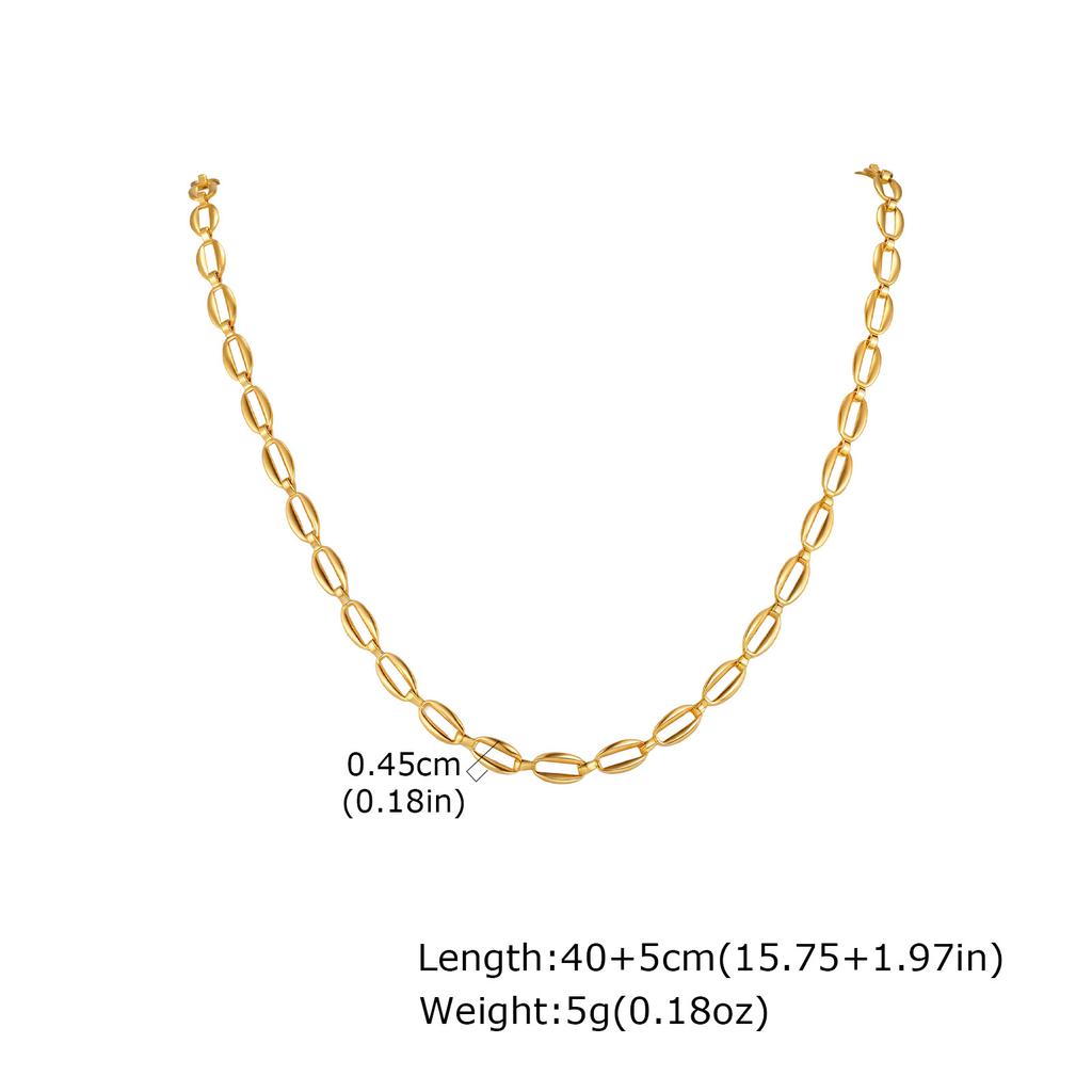 18K Gold Plated Stainless Steel Simple Wind Strap Chain Necklace Ladies Versatile Clavicle Chain Nc-2517